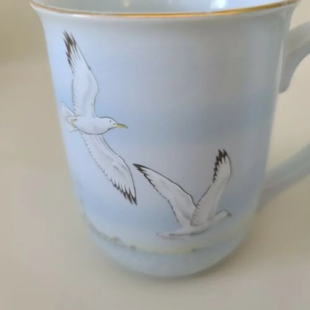 Otagiri Seagulls Seaside Waterfront Lighthouse Nautical Coffee Mugs Set of 2